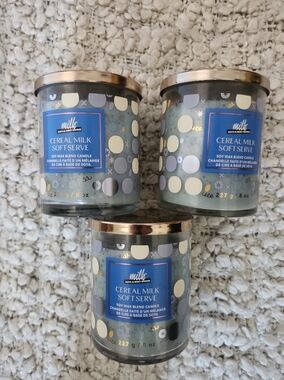 BATH & BODY WORKS Cereal Milk Soft Serve Scented Candle Single Wick X3